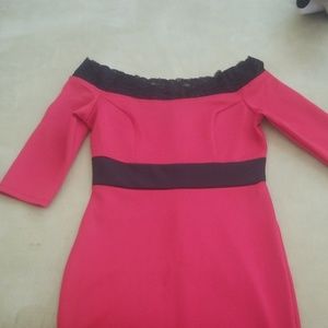 Venus red dress with black lace